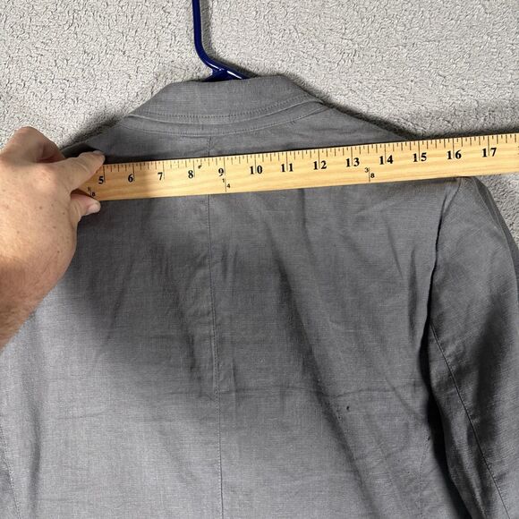 J Jill Linen Blend Blazer Women’s Size M Petite Gray Unlined Stretch Lagenlook - Picture 15 of 16